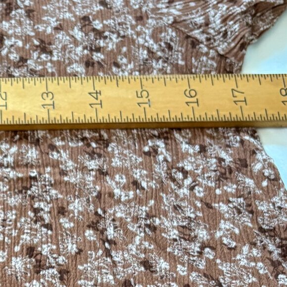 Brown Crinkle Textured Boho Chic Floral Dress by BE COOL, Size Medium - Picture 8 of 11